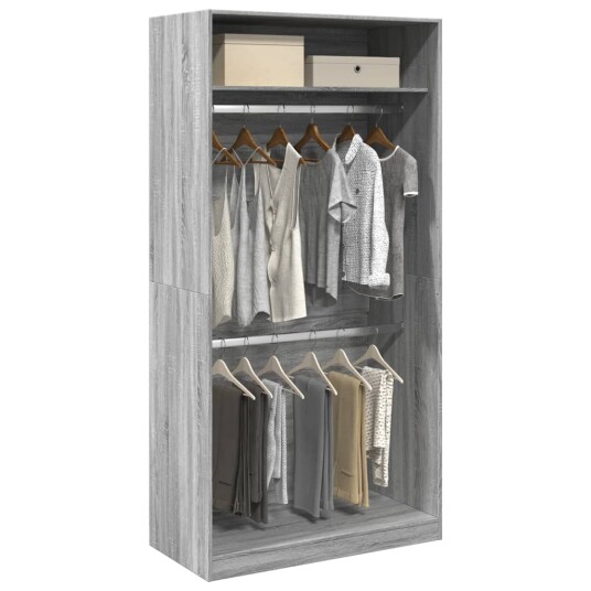  Garderobe grå sonoma 100x50x200 cm konstruert tre