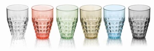 GUZZINI Tiffany Høye Plastglass, 6 pk forskjellige farger
