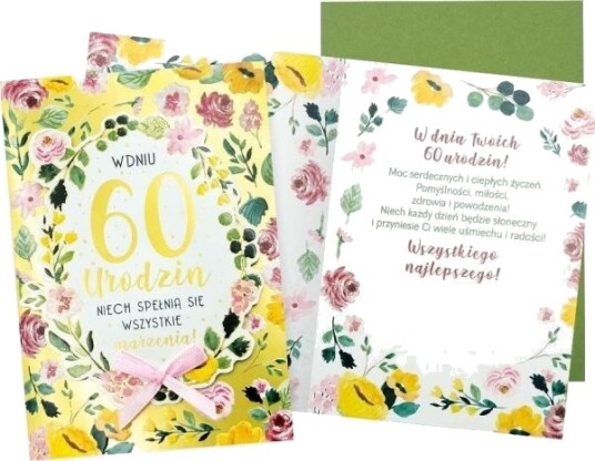 Kukartka Gratulasjonskort B6 60 År Blomster