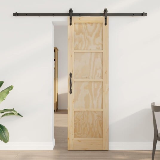 vidaXL Skyvedør ORKDAL Naturlig og svart 61 x 198,5 cm Heltre furu