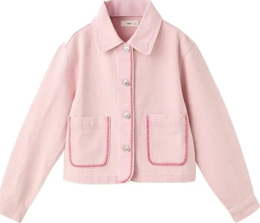 Mango Denim Jacket With Embroidered Details Pink 146