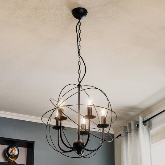 Luminex Globe lysekrone fem lys svart