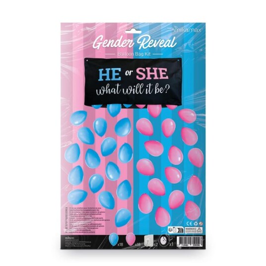 Gender Reveal Kit Drop Pose med Ballonger
