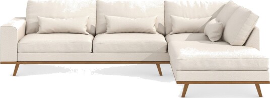 Copenhagen 4 seters Høyrevendt L formet Sjeselongsofa i Stoff Beige