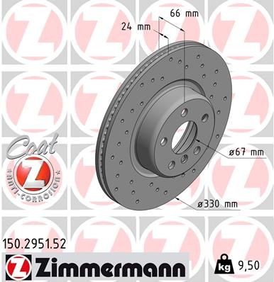 Bremseskive ZIMMERMANN 150.2951.52 Bremseskive ZIMMERMANN 150.2951.52