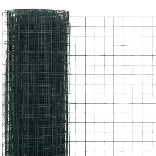 vidaXL Trådgjerde kylling stål med PVC belegg 25x0,5 m grønn