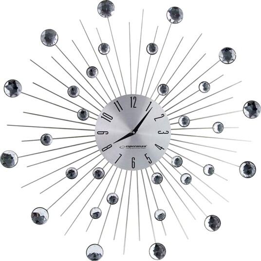 Esperanza - Veggklokke med Krystaller, 50 cm - Sølv
