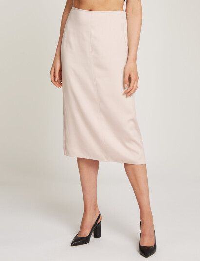 Calvin Klein Structured Satin Skirt - Cream - 40