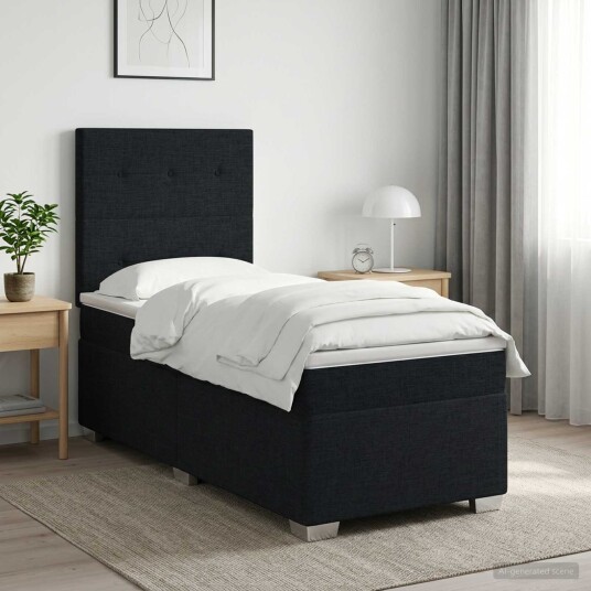 vidaXL Kontinentalseng med madrass Svart 80 x 200 cm Stoff