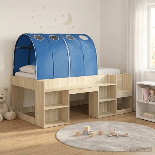  Sengestamme med tunnel 3 pcs Sonoma eik og blå Konstruert tre