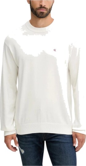 Calvin Klein Jeans Eu Ls Cotton Relaxed Crewnk Swea   Cream   S