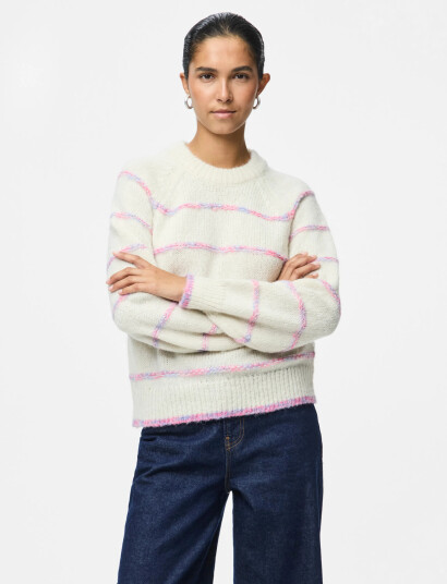 Pieces Pcnelia Ls O Neck Knit Noos Bc Cream XXL