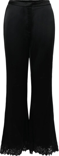 Malina Marine Satin Lace Hem Trousers   Black   34