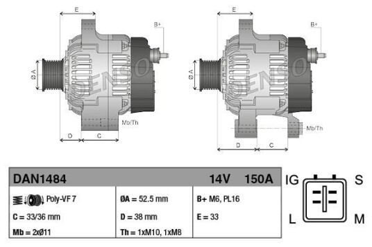 Dynamo DENSO DAN1484 Dynamo DENSO DAN1484