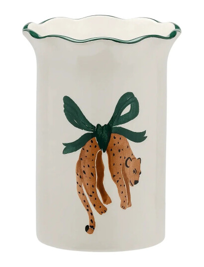 Anna + Nina Hanging Leopard Vase - Cream - Ø 14 CM Anna + Nina Hanging Leopard Vase - Cream - Ø 14 CM