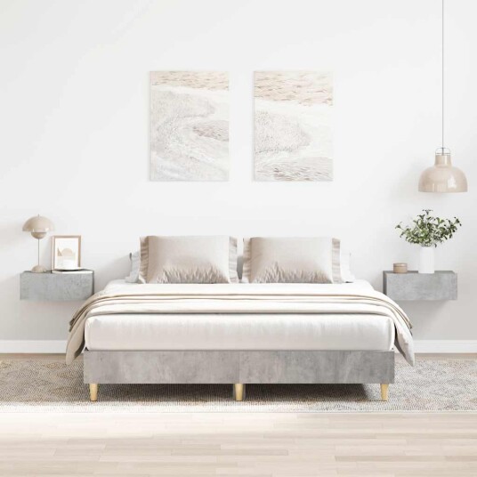 Sengeramme uten madrass betonggrå 150x200 cm konstruert tre