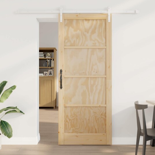 vidaXL Skyvedør Naturlig og Hvit 86 x 211 cm Heltre furu vidaXL Skyvedør Naturlig og Hvit 86 x 211 cm Heltre furu