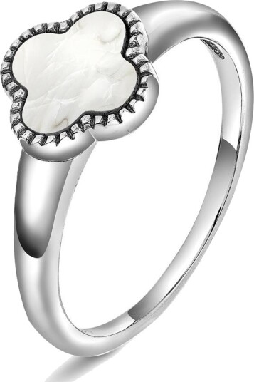 Pan Jewelry Kløver ring i 925 sølv med perlemor størrelse Ring i sølv kløver perlemor Str. 56