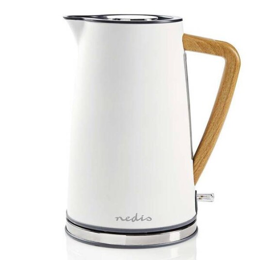 Nedis KAWK510EWT Vannkoker 1,7 L 2200 W Hvit Rustfritt Stål