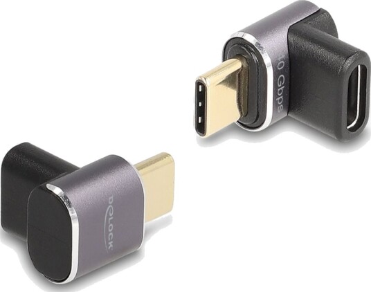 Delock Usb Adapter 24 Pin Usb C Hann Til 24 Pin Usb C Hunn Usb 2.0 / Usb 3.2 / Usb4 / Thunderbolt 3 20 V 5 A 1.5 Cm Vinklet Usb Power Delivery 100 W 8K 60Hz Støtte Up To 40 Gbps Data Transfer Rate Antrasitt