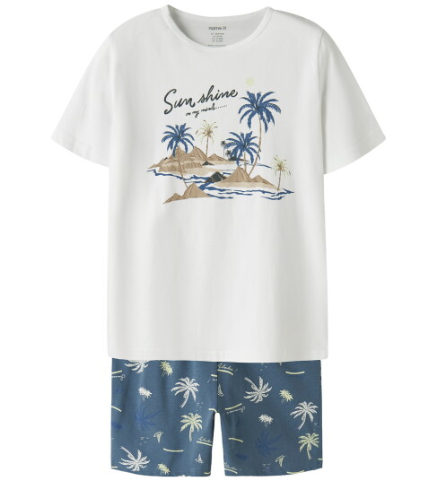 Name It Nkmnightset Ss Bluefin Palm Noos White 110 116