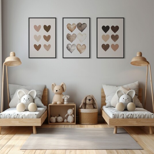 Namly Design Plakat Hjerte Design Sett av 3 POSTERGF3KXP
