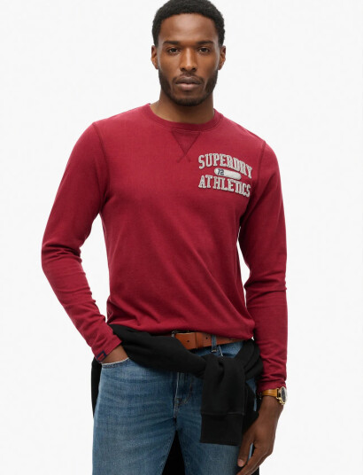 Superdry Vintage Athletic Chest Ls Tee Burgundy XL