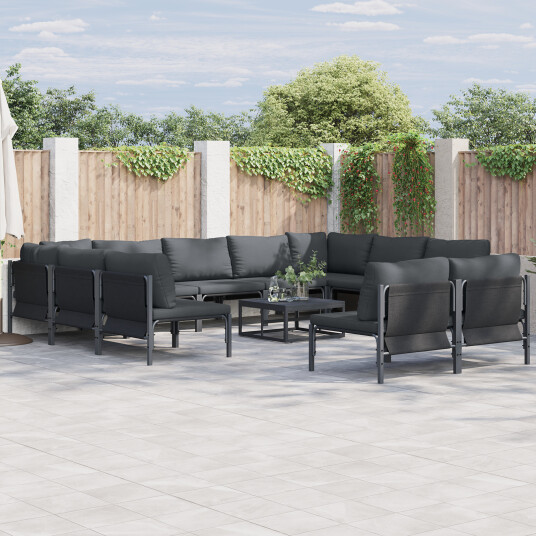 Hagesofa Set 11 pcs Antrasitt Stål Hagesofa Set 11 pcs Antrasitt Stål