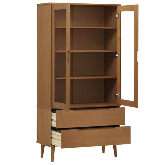 Vitrine MOLDE brun 90x35x175 cm heltre furu Vitrine MOLDE brun 90x35x175 cm heltre furu