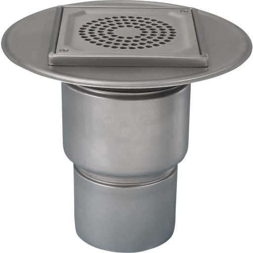 ACO 110 mm dreneringspanne for smøremembran uten tappekran vertikal Stainless steel Ø110 mm