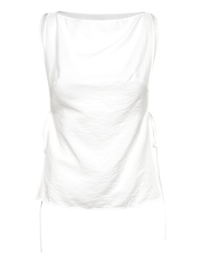 Weekday Sleeveless Boatneck Tie Top - White - 40