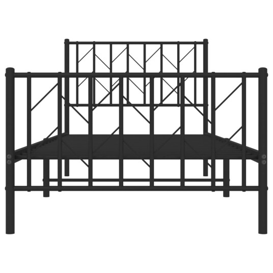 vidaXL Sengeramme i metall med hode- og fotgavl svart 90x200 cm 8721012249813