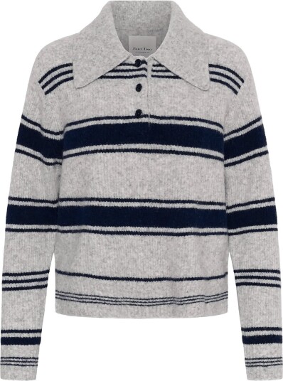 Part Two Carilinapw Pu   GREY W. NAVY STRIPES   XS