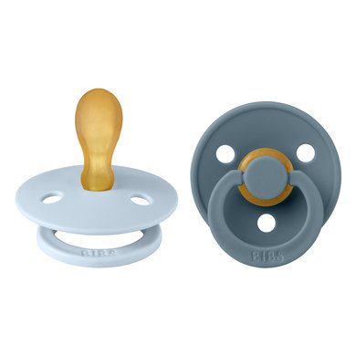 BIBS® smokkfarge Symmetrisk spene Babyblå & Bensin 6-18 måneder, 2stk.