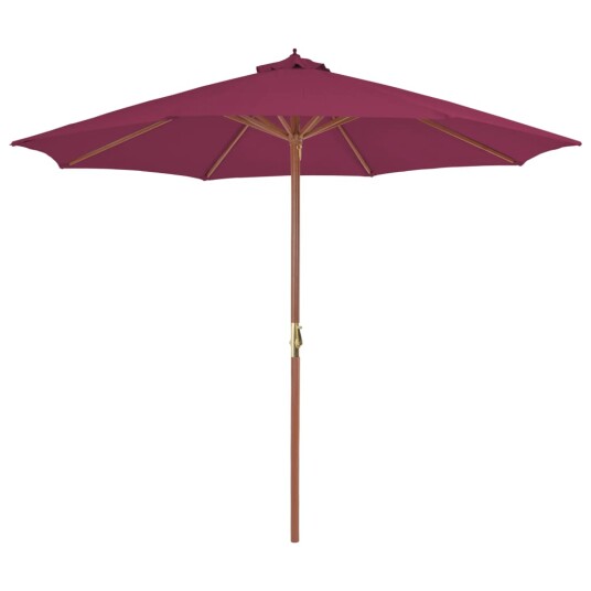 vidaXL Parasoll med trestang 300 cm vinrød