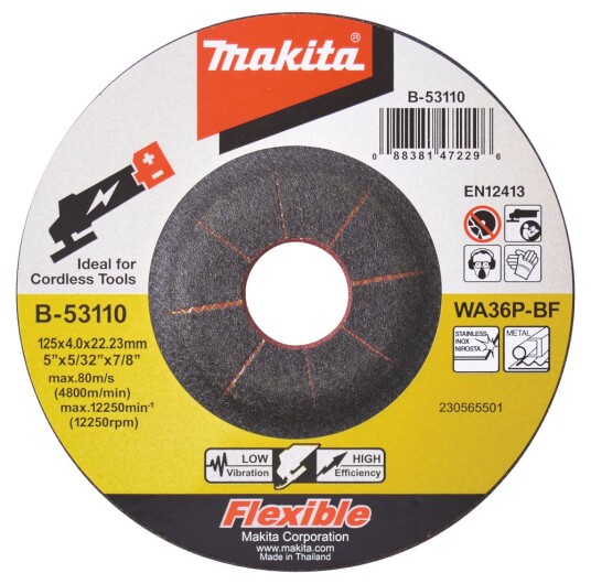 Makita B-53110 Slipeskive 125mm for Metall og Rustfritt Stål WA36P