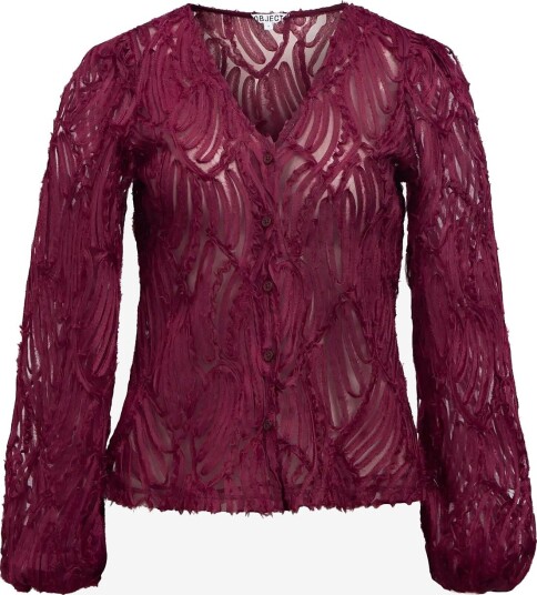 Object Objlucie Luka L/S Re V Neck Top 147   WINDSOR WINE   38