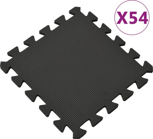 Gulvmatter 54 stk 4,86 ㎡ EVA-skum svart - Gulvmatter 54 stk 4,86 ㎡ EVA-skum svart -