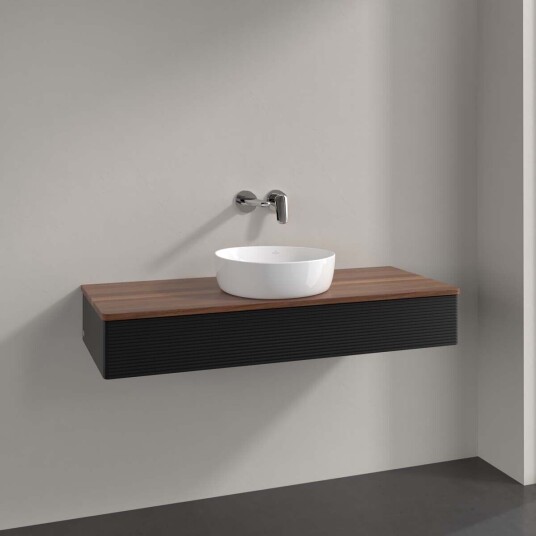 Villeroy & Boch  Antao Servantskap med 1 skuff 120x50x19 cm u/lys Sort Matt/Valnøtt