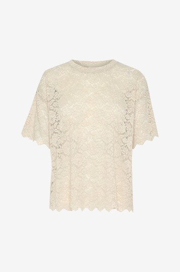 KAFFE - Topp kaJaiden Lace T-shirt - Grå