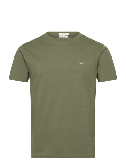 GANT Slim Pique Ss T Shirt   Khaki green   XXXL
