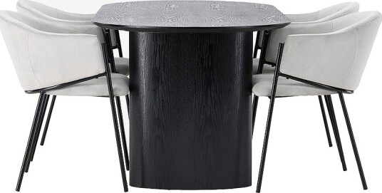 Venture Home Spisegruppe Isolde med 4 stk stoler Evelina Svart Venture Home Spisegruppe Isolde med 4 stk stoler Evelina Svart