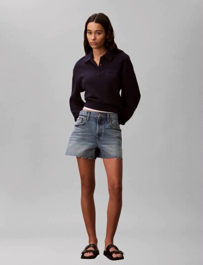 Calvin Klein Jeans Ls Rlxed Intrlock Fashion Polo S Navy S