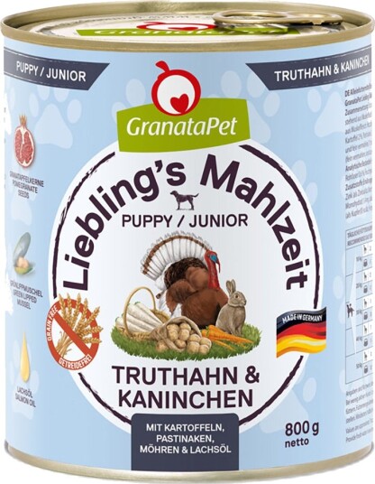 Granatapet Våtfôr Liebling'S Måltid I Junior Og Kanin Med Potet Pastinakk Og Lakseolje Kalkun 24 X 800 G