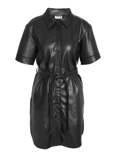 Noisy May Middellang kjole NMANDY PU 2/4 SKJORTEKJOLE NOOS XS til XL Damer svart