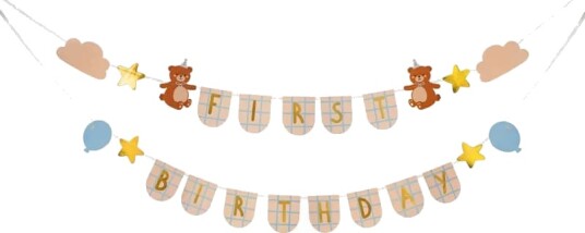 Partydeco First Birthday Banner Bjørner 2.55 m GRL119
