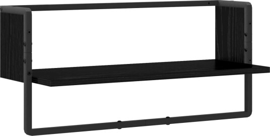 vidaXL Vegghylle Veggmontert Svart eik 65 x 25 x 30 cm metall PB