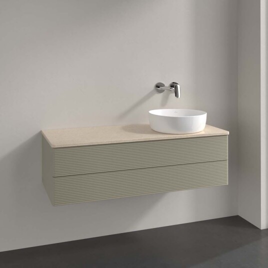 Villeroy & Boch Antao Servantskap med 2 skuffer 120x50x36 cm m/lys Steingrå/Crème Villeroy & Boch Antao Servantskap med 2 skuffer 120x50x36 cm m/lys Steingrå/Crème