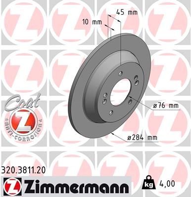 Bremseskive ZIMMERMANN 320.3811.20 Bremseskive ZIMMERMANN 320.3811.20