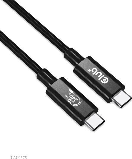 Club 3D USB4 Gen2x2 Type-C Kabel 2m 240W 4K60Hz Sort Club 3D USB4 Gen2x2 Type-C Kabel 2m 240W 4K60Hz Sort